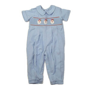 Remember Nguyen Boys Blue | White Santa Romper size: 18 Months